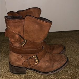 Steve Madden Cognac Leather Strappy Boots